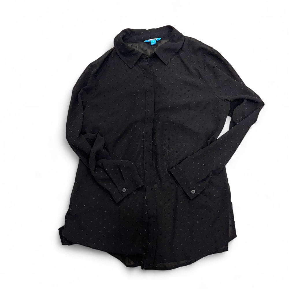 L'Amour Black Sheer Button Down Shirt